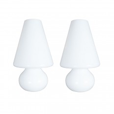 Modern form white Murano glass table lamps